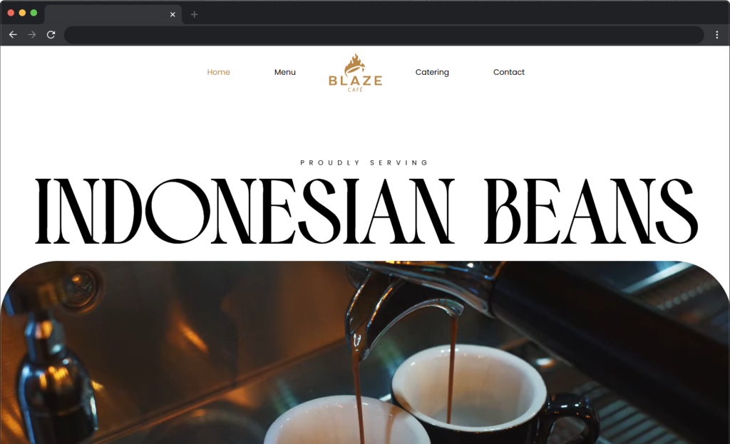 Blaze Cafe Logo and Website